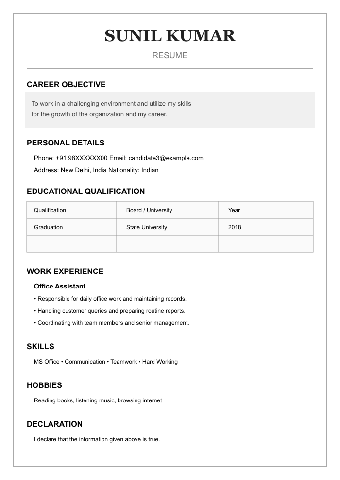 AI-created BEFORE resume example 3