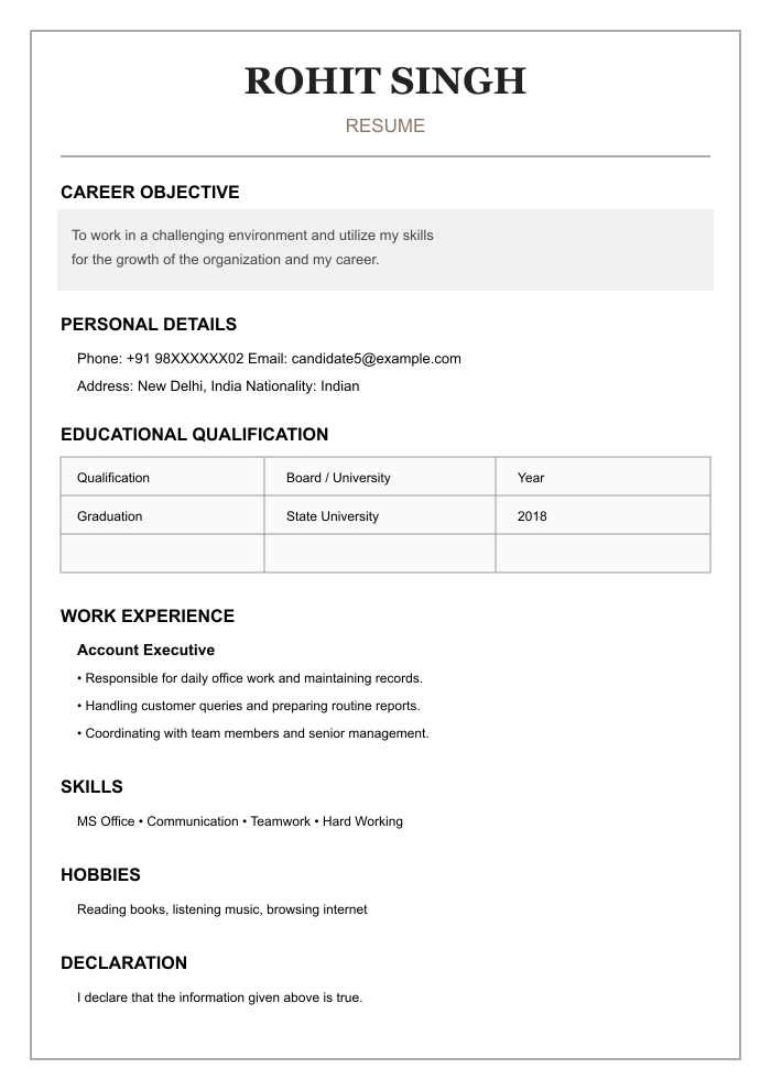 AI-created BEFORE resume example 5