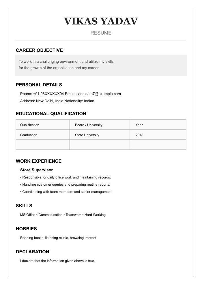AI-created BEFORE resume example 7