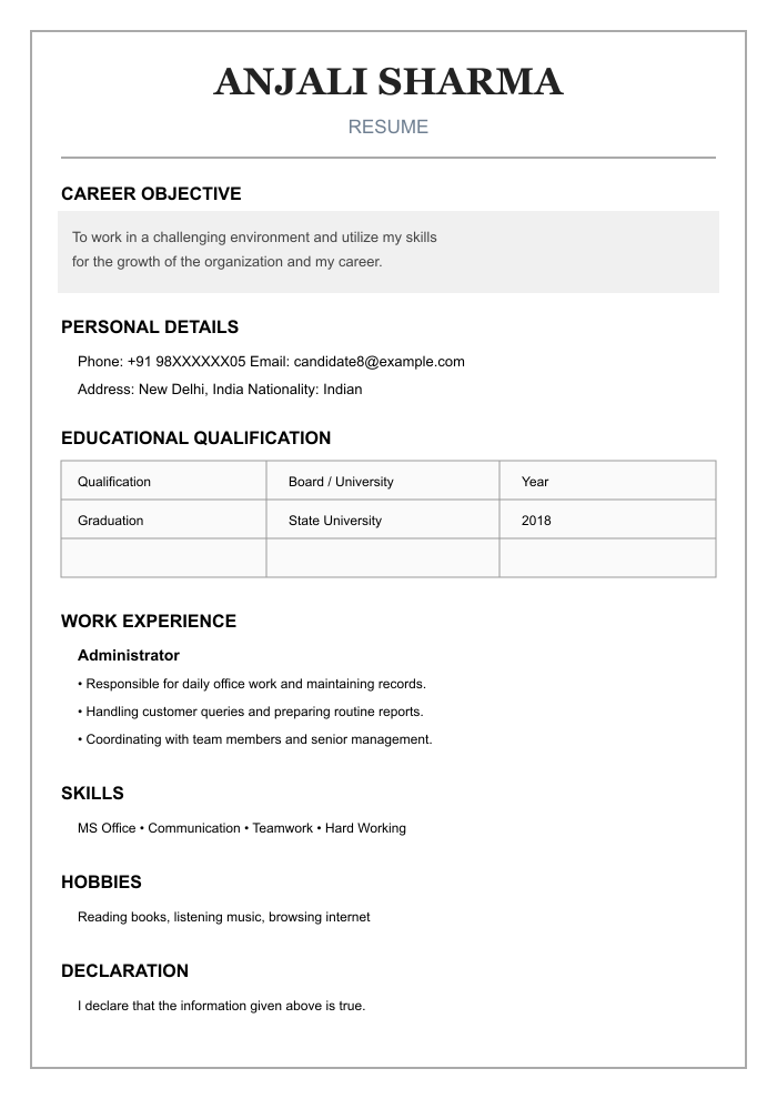 AI-created BEFORE resume example 8