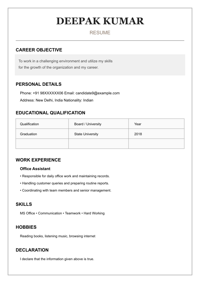 AI-created BEFORE resume example 9