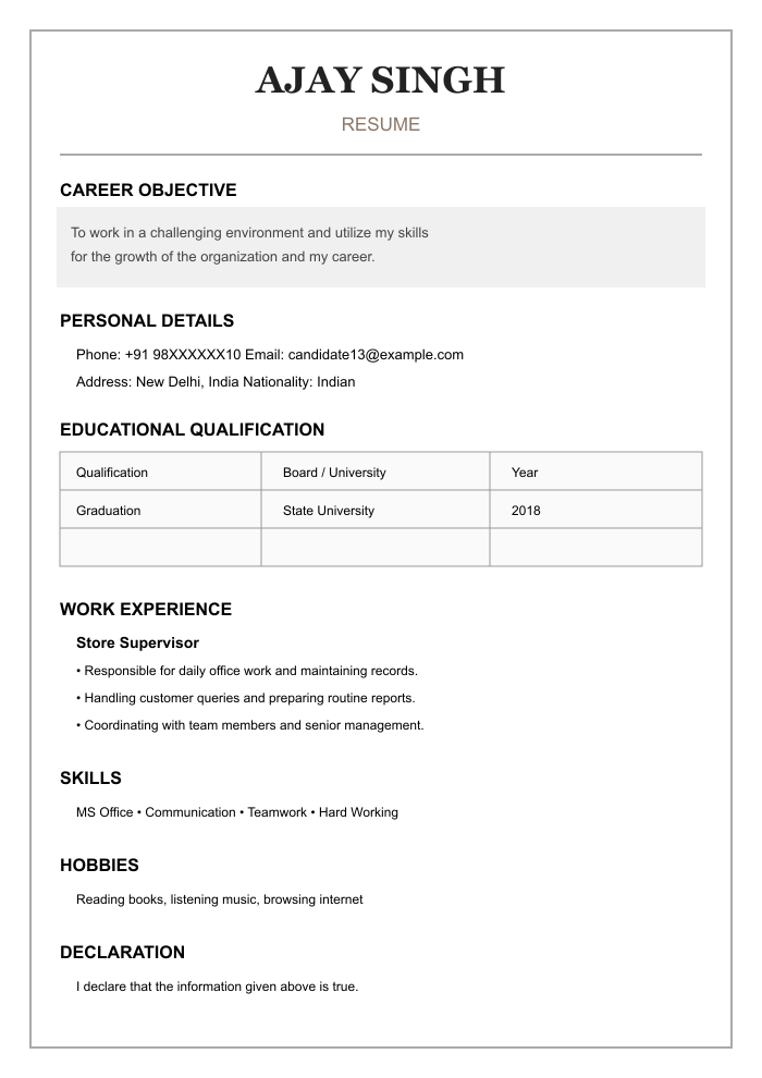 AI-created BEFORE resume example 13