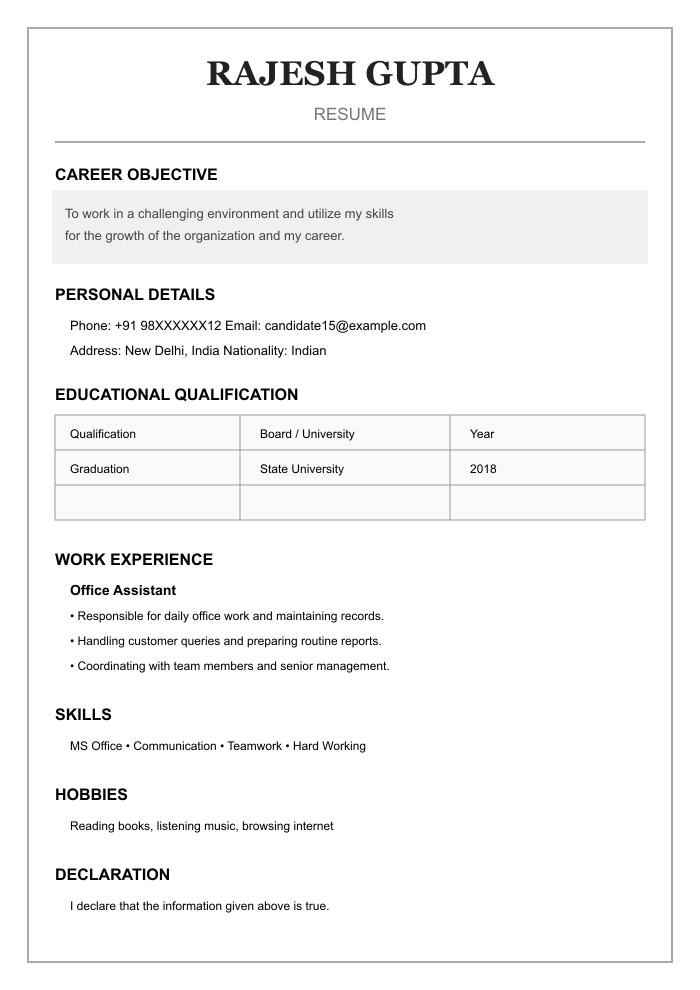 AI-created BEFORE resume example 15