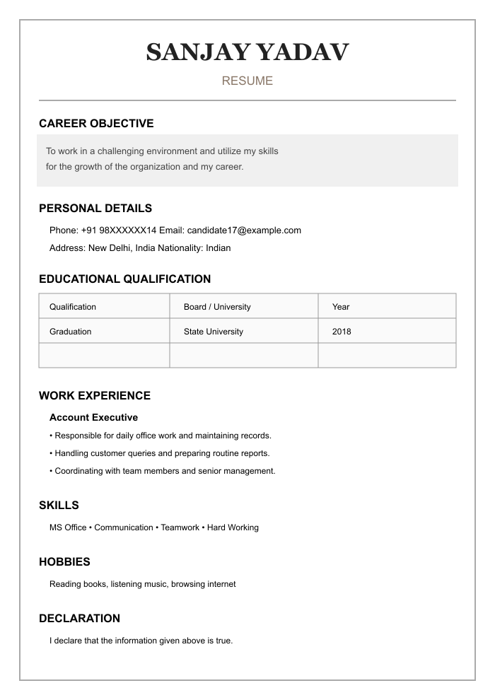 AI-created BEFORE resume example 17